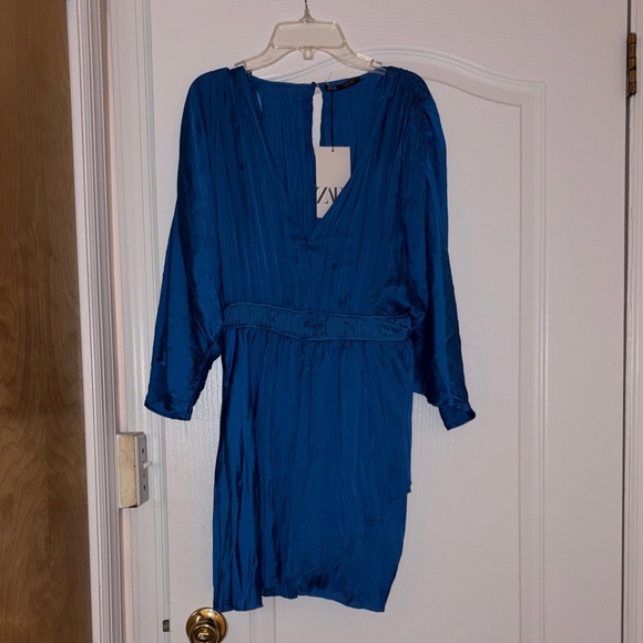 Zara Dresses & Skirts - Elegant Zara Blue V-Neck Romper Dress